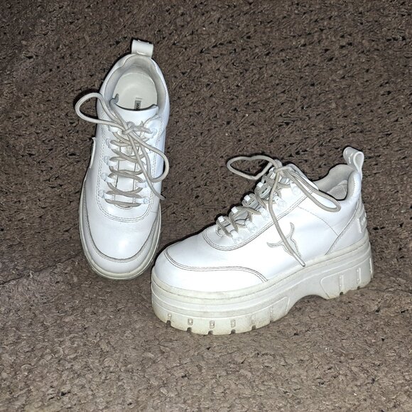 WINDSOR SMITH-Lux White 34517 Chunky Platform Y2K Sneakers Shoes-Sz 6-Very Good - Picture 1 of 8